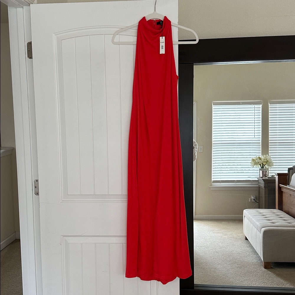 Summer Orange halter midi dress